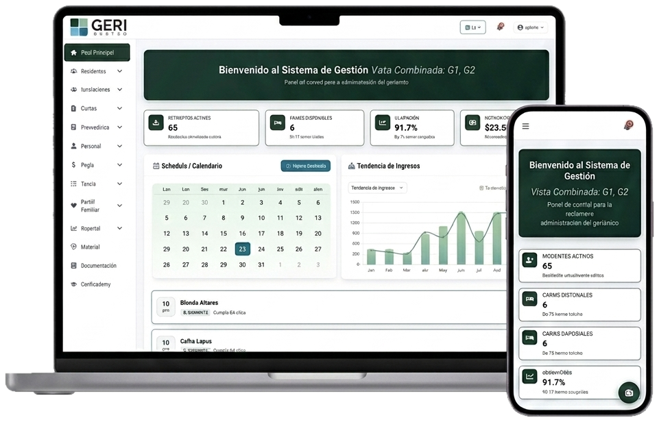 GeriGestión en escritorio y celular